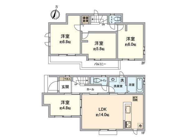 所沢市山口 新築B号棟 間取図(平面図) 間取図(平面図)