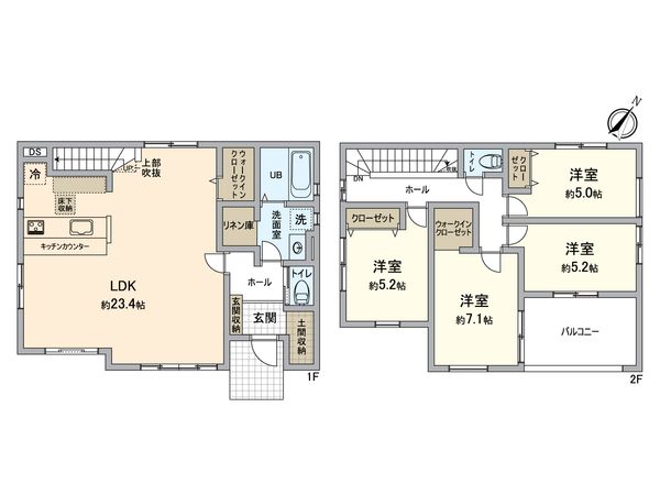 所沢市中富南2丁目 新築戸建 間取図(平面図) 間取図(平面図)
