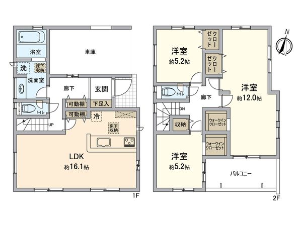 所沢市小手指元町2丁目 新築戸建2号棟 間取図(平面図) 間取図(平面図)