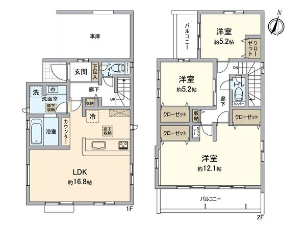 所沢市小手指元町2丁目 新築戸建3号棟 間取図(平面図) 間取図(平面図)