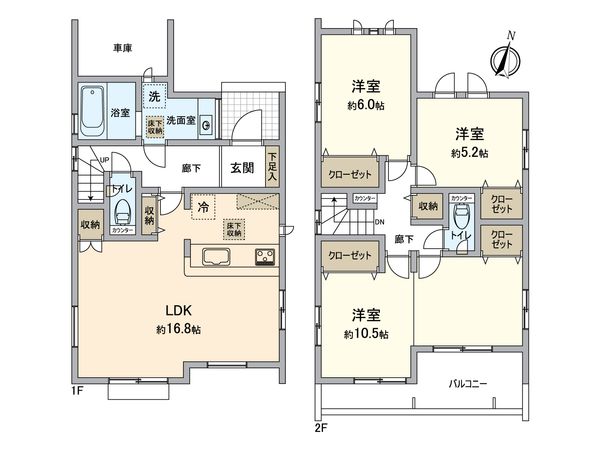 所沢市小手指元町2丁目 新築戸建5号棟 間取図(平面図) 所沢市小手指元町2丁目 新築戸建5号棟 間取図(平面図)