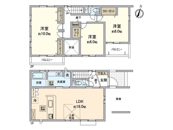 所沢市小手指元町2丁目 新築戸建8号棟 間取図(平面図) 間取図(平面図)