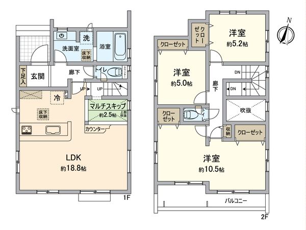 所沢市小手指元町2丁目 新築戸建4号棟 間取図(平面図) 間取図(平面図)