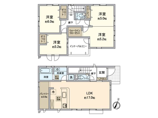 所沢市下安松 新築11号棟 間取図(平面図) 所沢市下安松 新築11号棟 間取図(平面図)