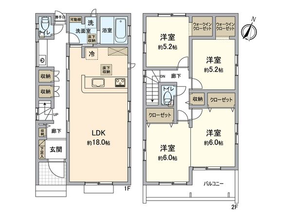 所沢市下安松 新築6号棟 間取図(平面図) 所沢市下安松 新築6号棟 間取図(平面図)