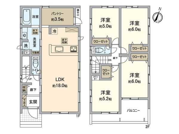 所沢市下安松 新築8号棟 間取図(平面図) 所沢市下安松 新築8号棟 間取図(平面図)