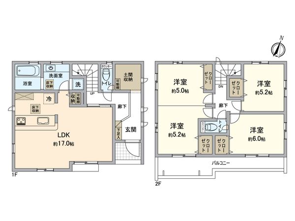 所沢市下安松 新築10号棟 間取図(平面図) 所沢市下安松 新築10号棟 間取図(平面図)