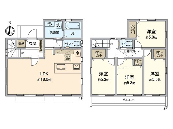所沢市北中1丁目 新築戸建 間取図(平面図) 所沢市北中1丁目 新築戸建 間取図(平面図)