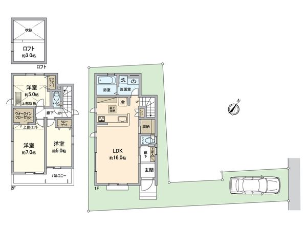 狭山市水野 新築2号棟 間取図(平面図) 間取図(平面図)