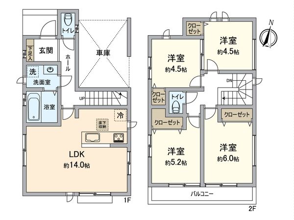 所沢市山口 新築戸建B号棟 間取図(平面図)