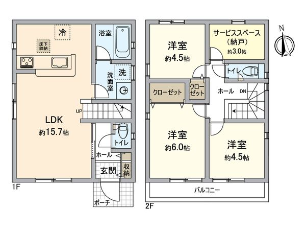 所沢市小手指南1丁目 新築戸建2号棟 間取図(平面図)