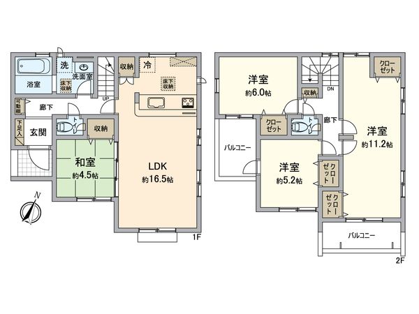 狭山市狭山台4丁目 新築戸建 1号棟 間取図(平面図) 狭山市狭山台4丁目 新築戸建 1号棟 間取図(平面図)