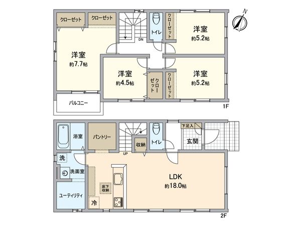 狭山市北入曽 新築2号棟 間取図(平面図) 間取図(平面図)