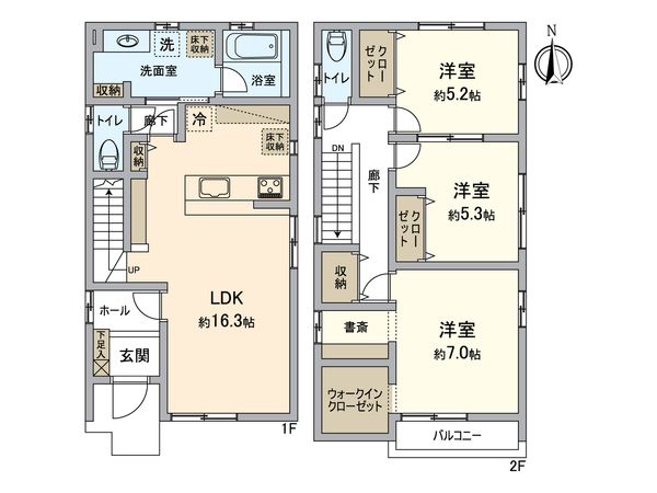 所沢市上新井5丁目 新築4号棟 間取図(平面図) 所沢市上新井5丁目 新築4号棟 間取図(平面図)