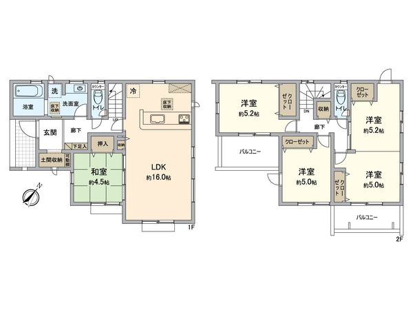 所沢市西狭山ケ丘1丁目 新築1号棟 間取図(平面図) 所沢市西狭山ケ丘1丁目 新築1号棟 間取図(平面図)