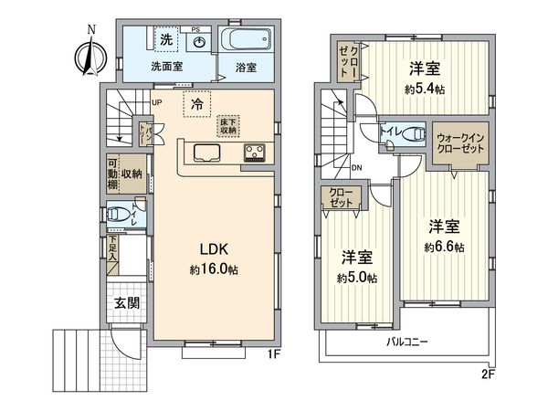 所沢市所沢新町 新築戸建2号棟 間取図(平面図) 所沢市所沢新町 新築戸建2号棟 間取図(平面図)
