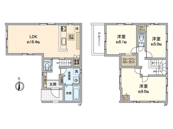 所沢市中新井3丁目 新築2号棟 間取図(平面図)