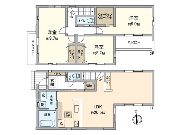 所沢市東狭山ケ丘3丁目 新築4号棟 間取図(平面図)