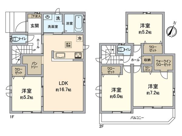 所沢市若狭4丁目 新築戸建 間取図(平面図) 間取図(平面図)