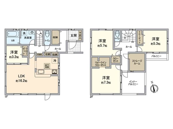 所沢市上新井1丁目 新築6号棟 間取図(平面図)