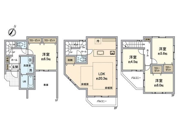 所沢市北有楽町 新築戸建 間取図(平面図) 所沢市北有楽町 新築戸建 間取図(平面図)