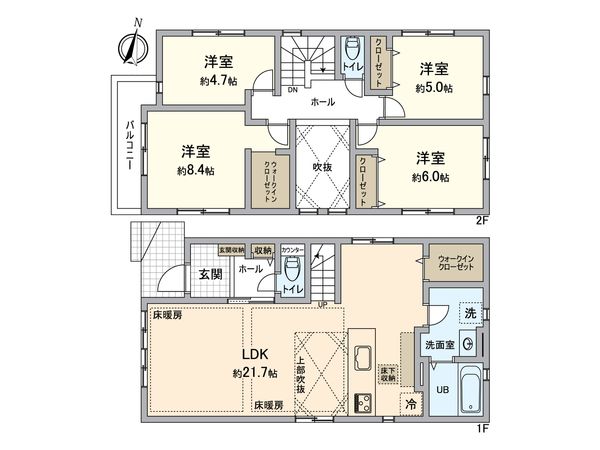 所沢市上新井4丁目 新築1号棟 間取図(平面図) 所沢市上新井4丁目 新築1号棟 間取図(平面図)