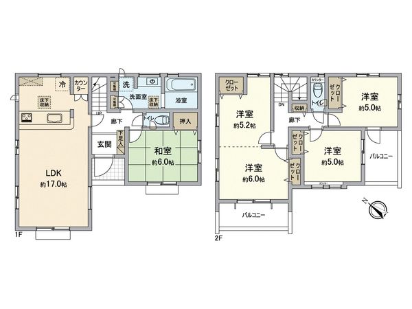 狭山市北入曽 新築1号棟 間取図(平面図)