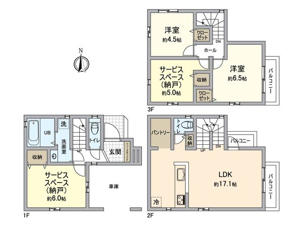 所沢市南住吉 新築B号棟 間取図(平面図) 所沢市南住吉 新築B号棟 間取図(平面図)