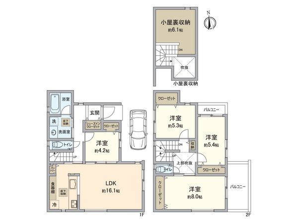 所沢市美原町4丁目 戸建 間取図(平面図)