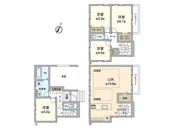 所沢市北秋津 新築1号棟 間取図(平面図) 間取図(平面図)