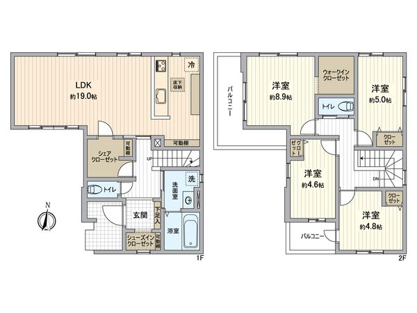 所沢市大字久米 新築戸建 1号棟 間取図(平面図) 間取図(平面図)
