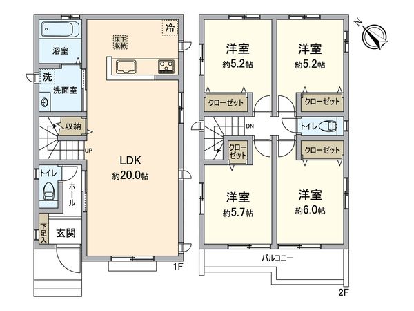 狭山市水野 新築戸建 A号棟 間取図(平面図)