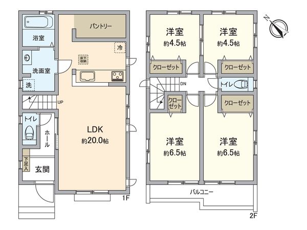 狭山市水野 新築戸建 B号棟 間取図(平面図)