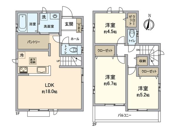 所沢市中新井4丁目 新築戸建 A号棟 間取図(平面図)