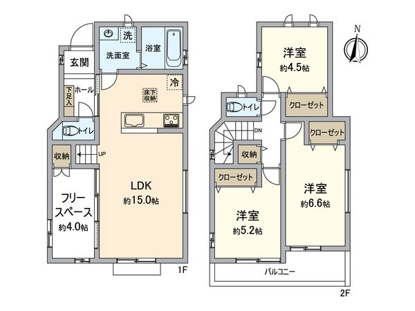 所沢市中新井4丁目 新築戸建 B号棟 間取図(平面図)