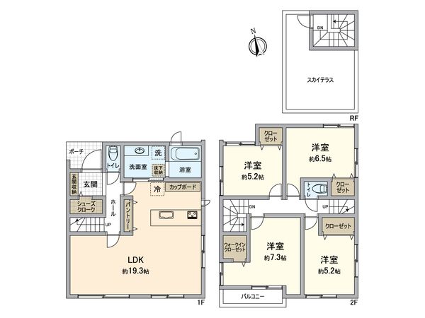 所沢市上新井2丁目 新築3号棟 間取図(平面図) 所沢市上新井2丁目 新築3号棟 間取図(平面図)