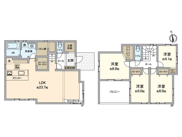 所沢市牛沼 新築戸建 間取図(平面図) 所沢市牛沼 新築戸建 間取図(平面図)