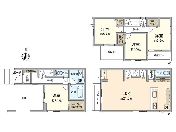 所沢市南住吉 新築戸建 2号棟 間取図(平面図)