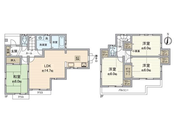所沢市花園4丁目 戸建 間取図(平面図)
