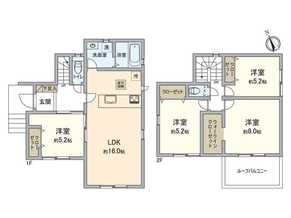 所沢市下安松 新築戸建 1号棟 間取図(平面図) 所沢市下安松 新築戸建 1号棟 間取図(平面図)