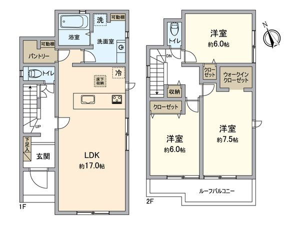 所沢市下安松 新築戸建 2号棟 間取図(平面図) 所沢市下安松 新築戸建 2号棟 間取図(平面図)