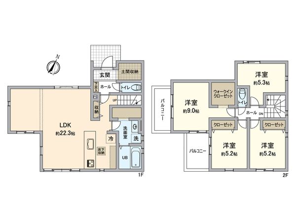 所沢市下富 新築戸建 間取図(平面図)
