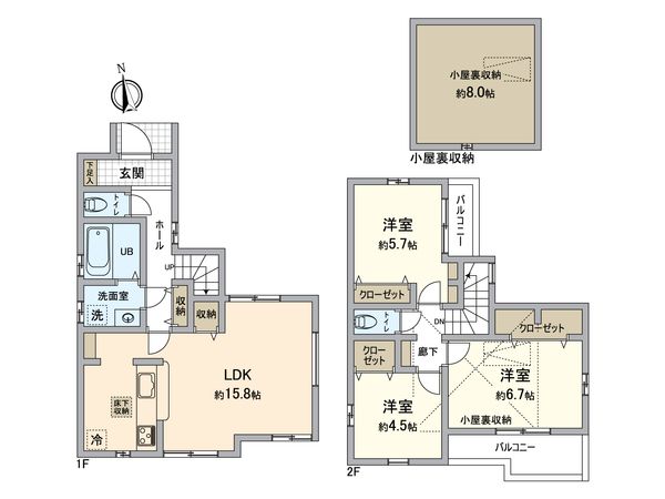 所沢市牛沼 新築1号棟 間取図(平面図)