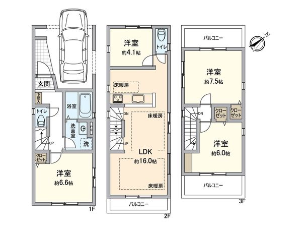 所沢市松葉町 新築戸建 間取図(平面図) 所沢市松葉町 新築戸建 間取図(平面図)