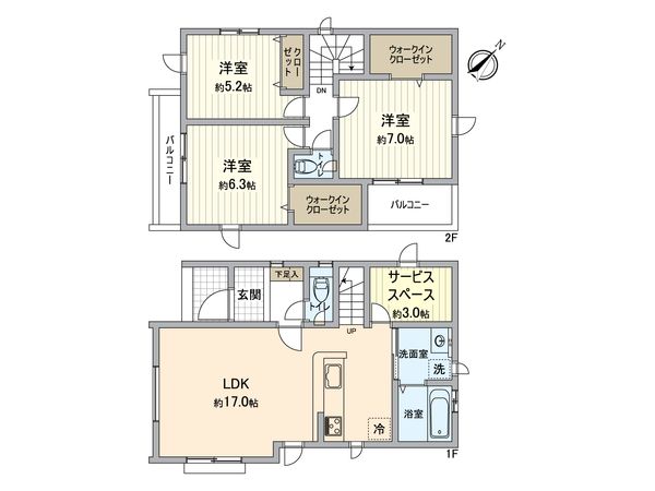 所沢市和ヶ原3丁目 新築2号棟 間取図(平面図) 所沢市和ヶ原3丁目 新築2号棟 間取図(平面図)