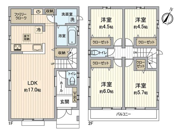 所沢市若狭1丁目 新築戸建 2号棟 間取図(平面図) 所沢市若狭1丁目 新築戸建 2号棟 間取図(平面図)
