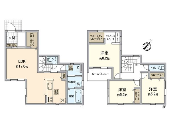 所沢市小手指南 新築戸建 間取図(平面図) 所沢市小手指南 新築戸建 間取図(平面図)