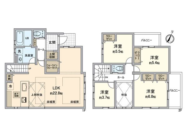 所沢市上安松 新築1号棟 間取図(平面図)