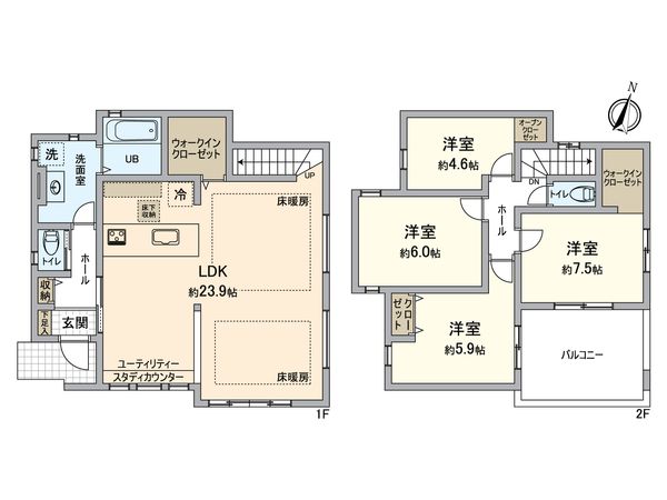 所沢市上安松 新築3号棟 間取図(平面図)