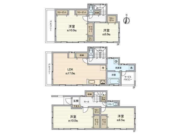 所沢市寿町 新築戸建 間取図(平面図) 所沢市寿町 新築戸建 間取図(平面図)